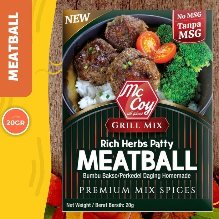 

Mc Coy Rich Herbs Patty MEATBALL / Bumbu Bakso / Perkedel Daging