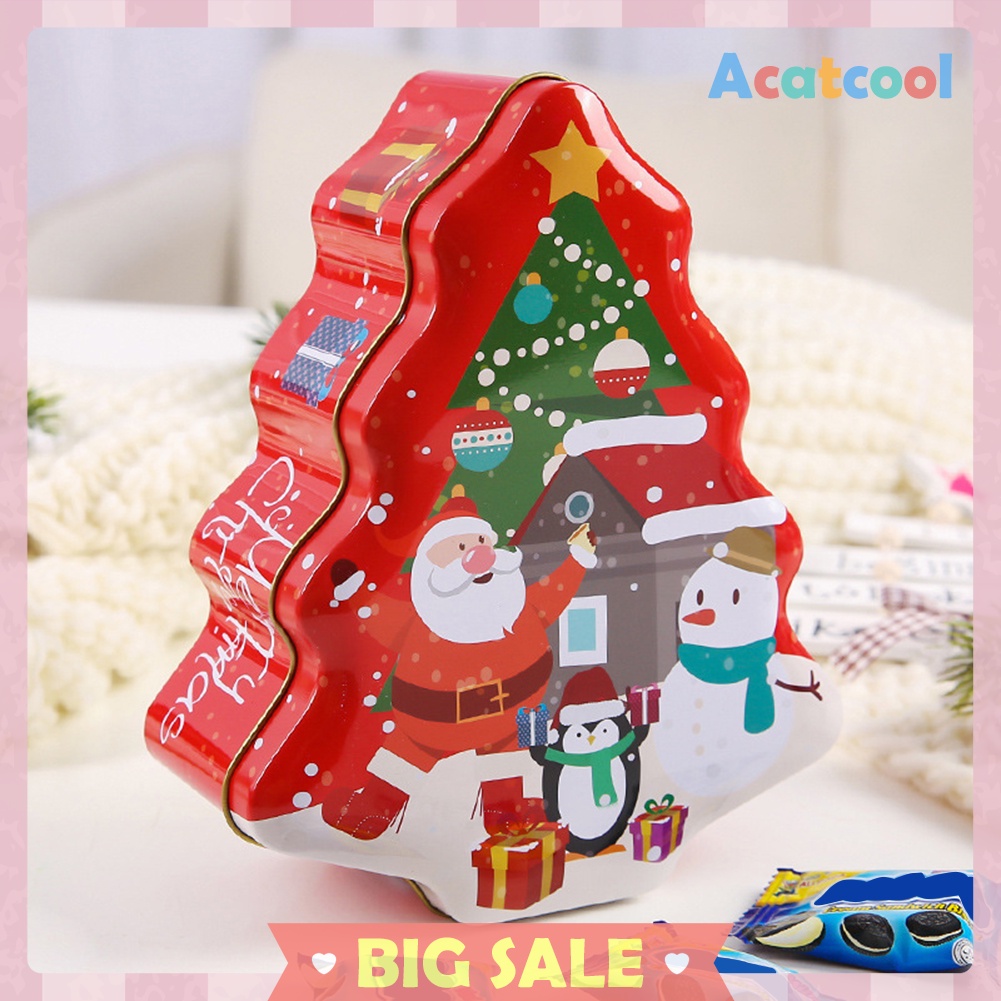 Christmas Tree Shape Tin Sealed Jar Jewelry Biscuits Coin Candy Storage Box