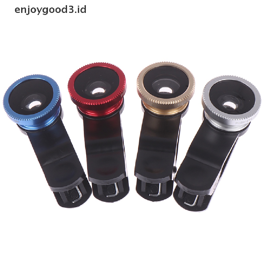 (Rready Stock) 1 Set Lensa Kamera fisheye HD wide angle 3in1 Dengan Klip Untuk Handphone (ID)