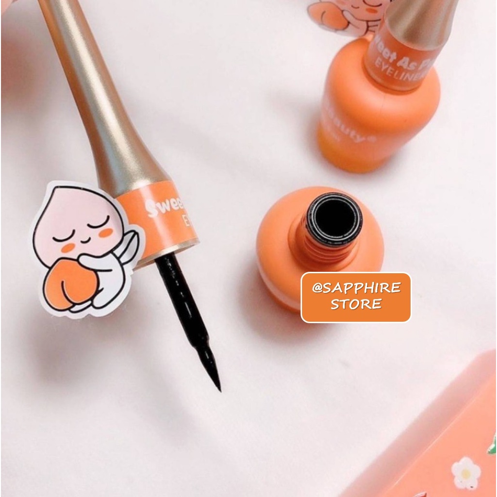 Eyeliner Waterproof Kiss Beauty Peach ORIGINAL 100% THAILAND / Eyeliner Anti Air dan Tahan Lama Bentuk Eyeliner Pencil Tahan Air / Eyeliner Kuas Lembut Kiss Beauty TERLARIS Pelengkap Mascara Waterproof Kosmetik Wanita Make Up Eyeliner Spidol