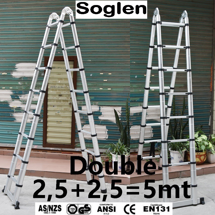 Tangga Lipat 5 meter DOUBLE Tangga Aluminium Teleskopik Tangga Lipat 5 meter DOUBLE Tangga Aluminium Teleskopik
