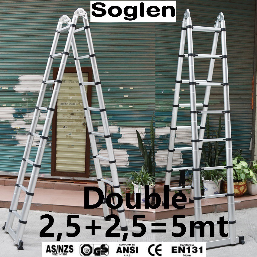  Tangga  Lipat 5  meter  DOUBLE Tangga  Aluminium Teleskopik 