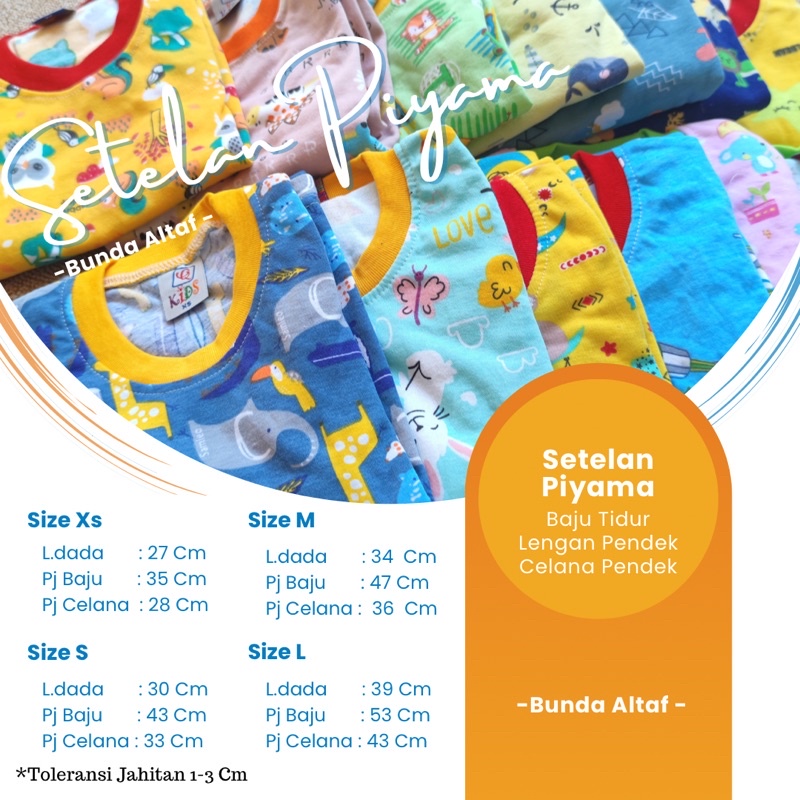 Setelan Baju Anak Usia 5 bulan - 6 Tahun Celana Pendek