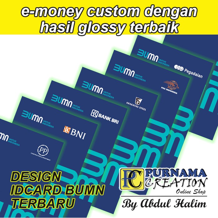 Cetak idcard emoney BUMN Terbaru name tag id card baru GLOSSY MNGKILAP