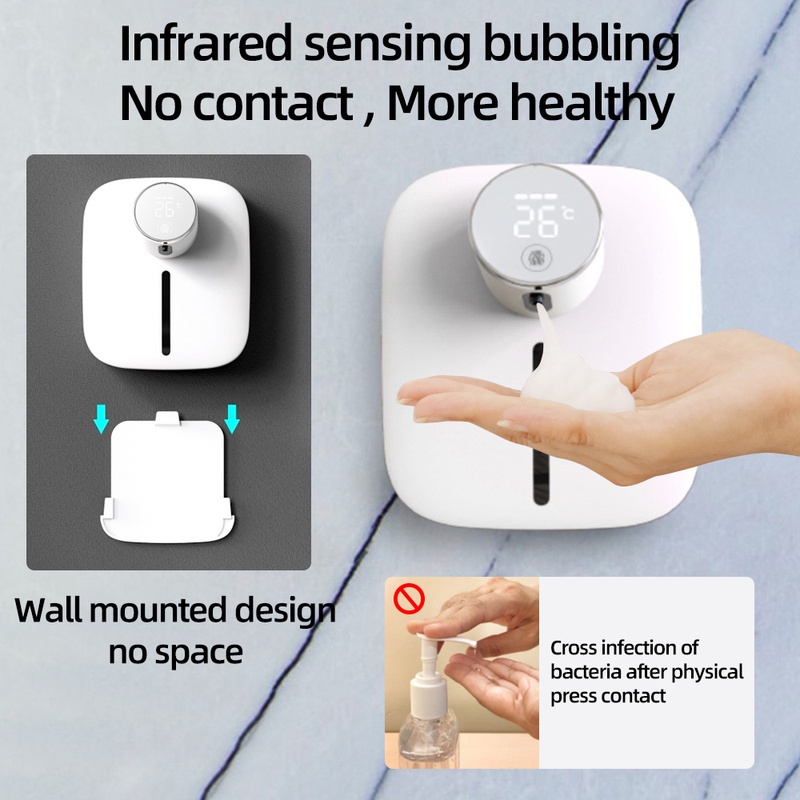 Dispenser Sabun Cair / Hand Sanitizer Otomatis 320ml Model Tempel Dinding