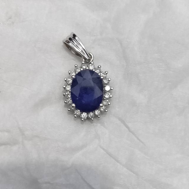 Liontin mata kalung berlian eropa blue safir Natural Asli