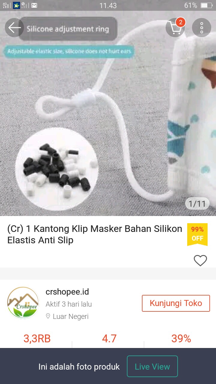 (cr) 1 Kantong Klip Masker Bahan Silikon Elastis Anti Slip