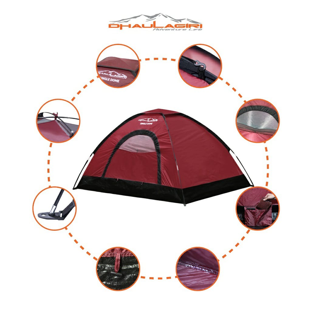 Tenda Dhaulagiri Single Dome - Single Dome Tent Kapasitas 2 Orang Single Layer - Tenda Camping - Tenda hiking