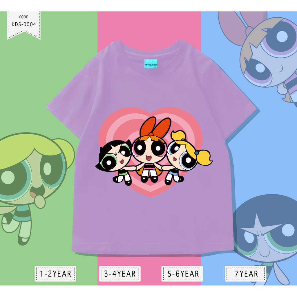 Baju Anak Powerpuff girls/ Kaos Distro DTF Anak Laki Laki dan Perempuan / Unisex / Motif Kartun