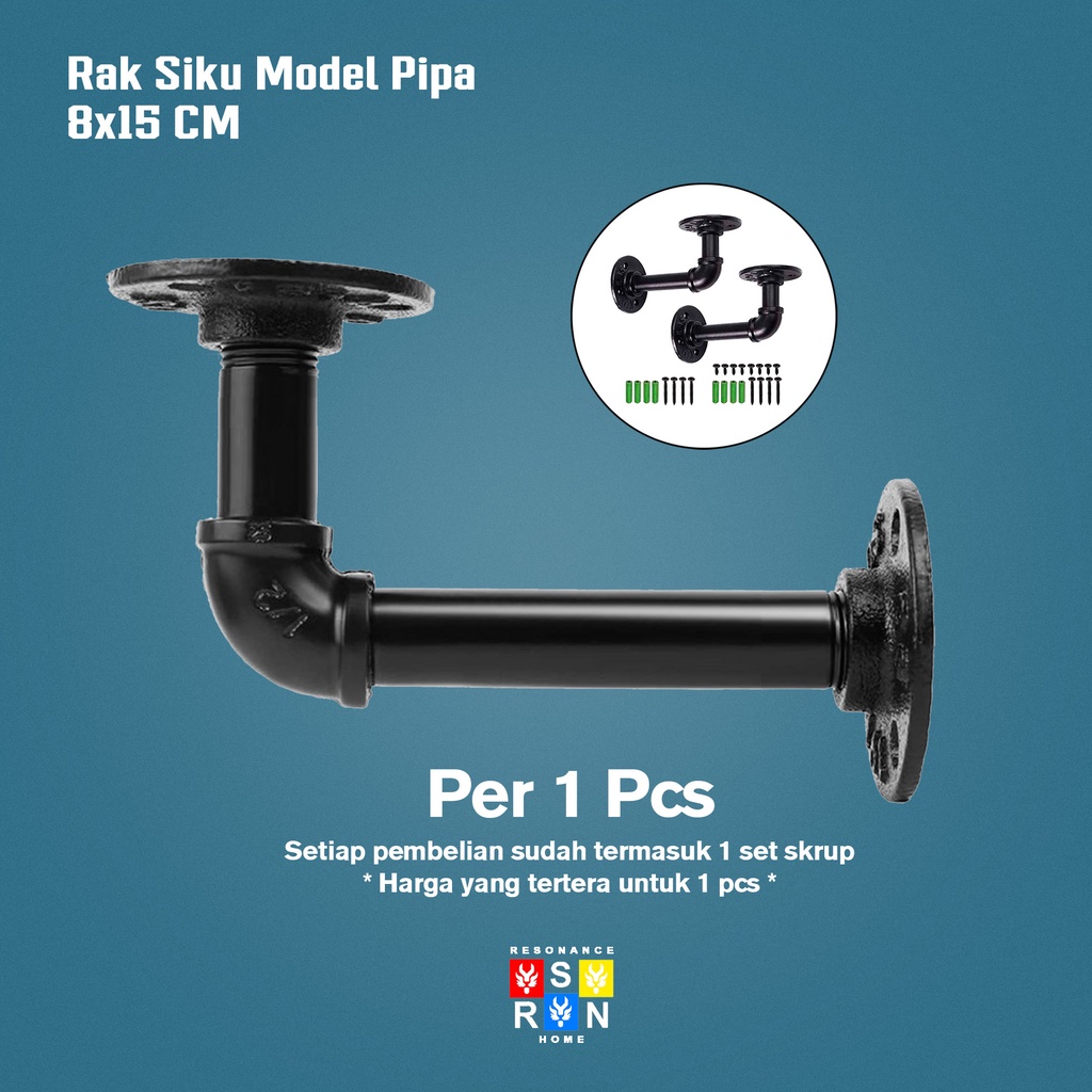 Siku Rak Model Pipa Vintage Industrial 8x15 / Shelf Bracket Resonance Home