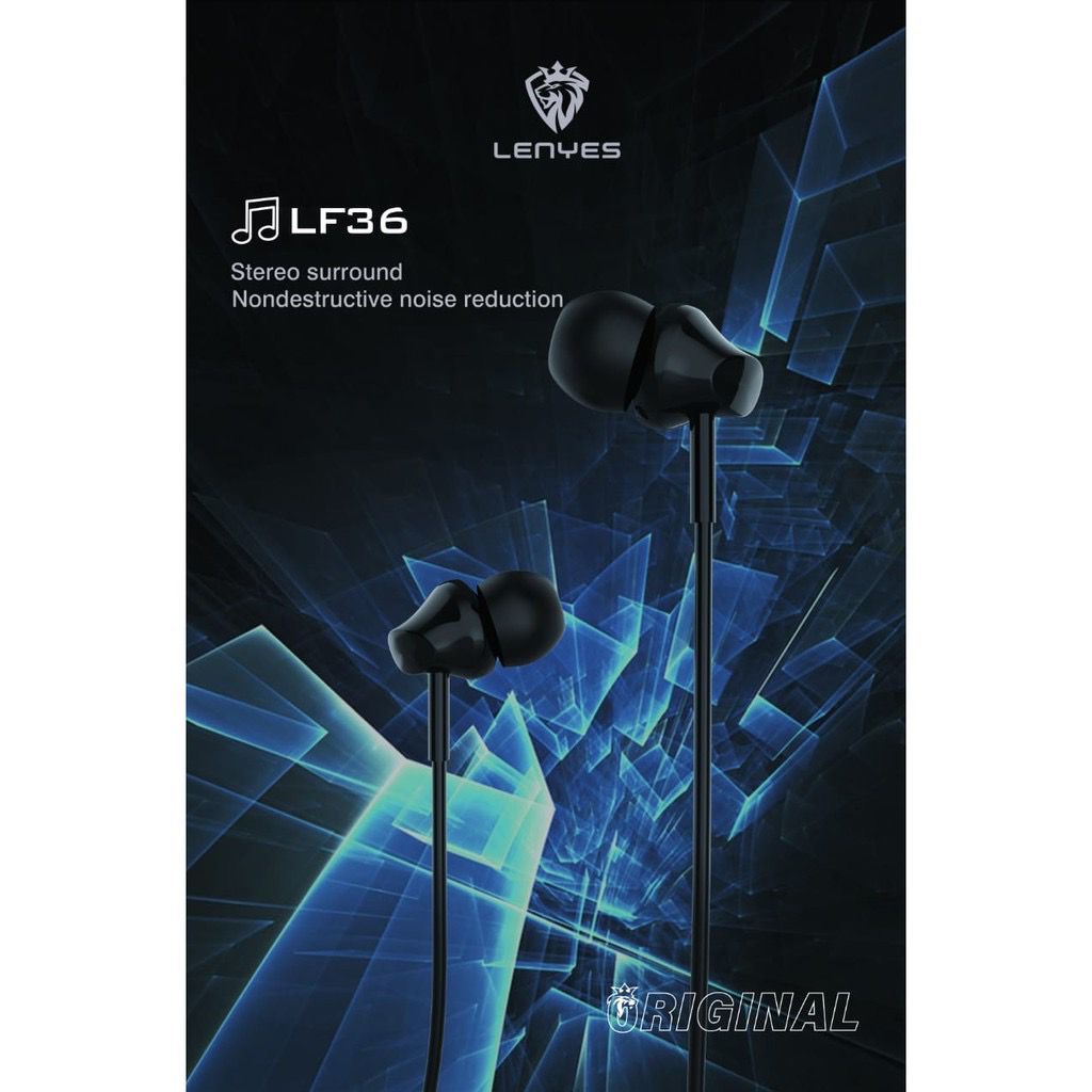 MINIGO HEADPHONE LF36 + BOX HEADSET GAMING LENYES LF36 IN EAR HIFI STEREO EARPHONES GAMING EXTRA BASS WITH HANDSFREE MICROPHONE