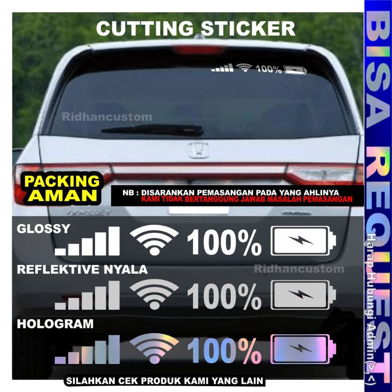 [SINYAL HAPE+BATERAI+WIFI] CUTTING STICKER KACA MOBIL