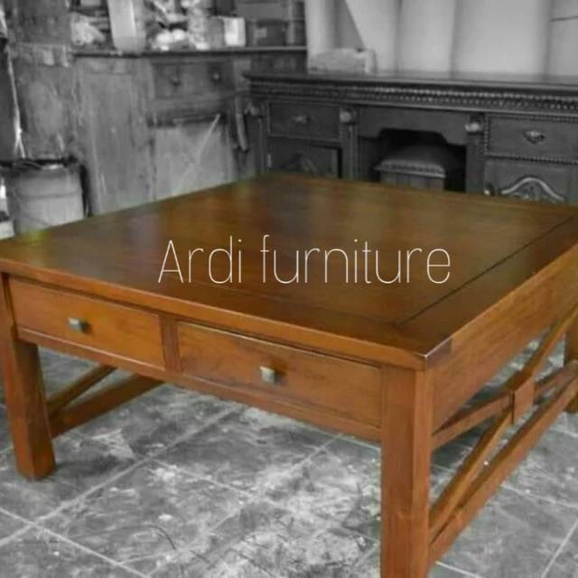 Meja tamu minimalis meja kopi lesehan kayu jati furniture jepara