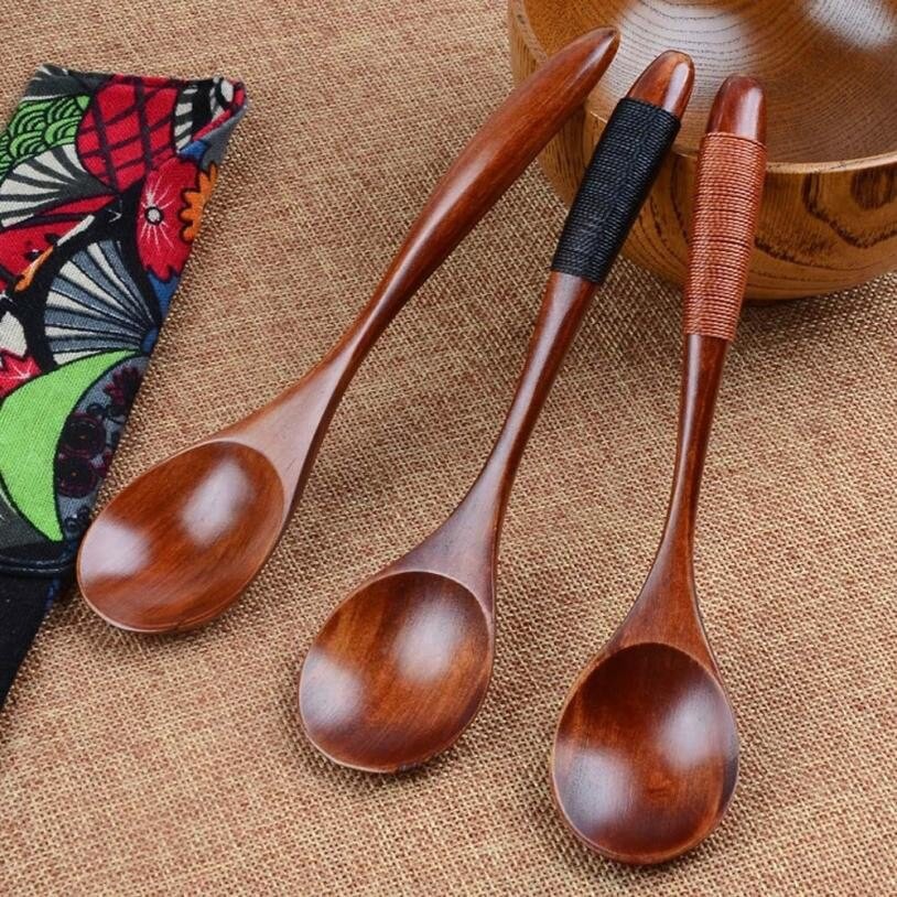 Sendok Makan Centong Sayur Bahan Kayu Wooden Spoon - Brown