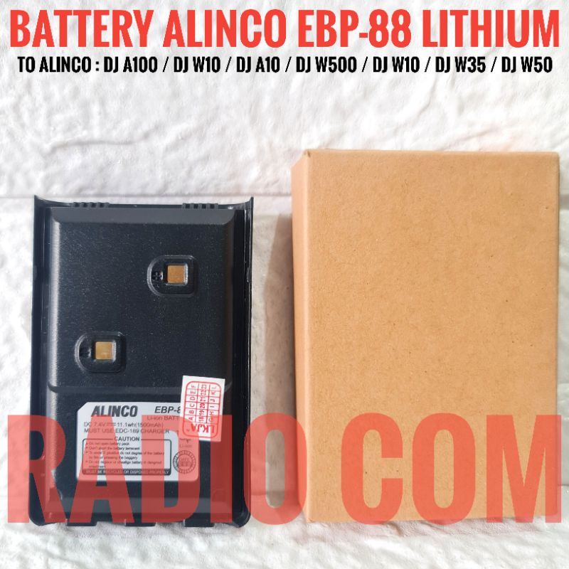 BATRE HT ALINCO DJ A10 ALINCO W10 W500 W50 ORI BATRE ALINCO EBP 88 LITHIUM ORIGINAL 100% LITHIUM