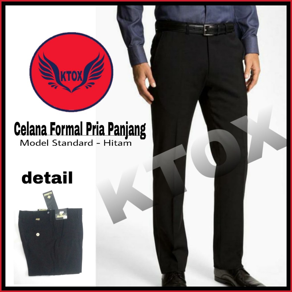 Celana Panjang Formal Pria Celana Kantor Jumbo Standard RegulerFit Blaxsas Hitam Bahan Kain