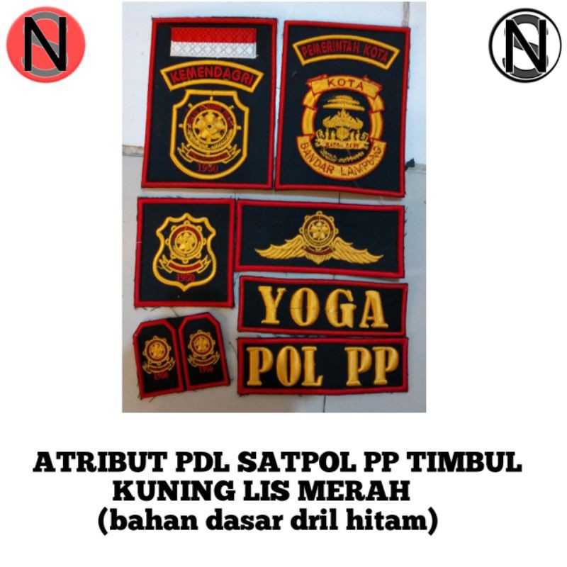 atribut satpol pp timbul kuning lis merah