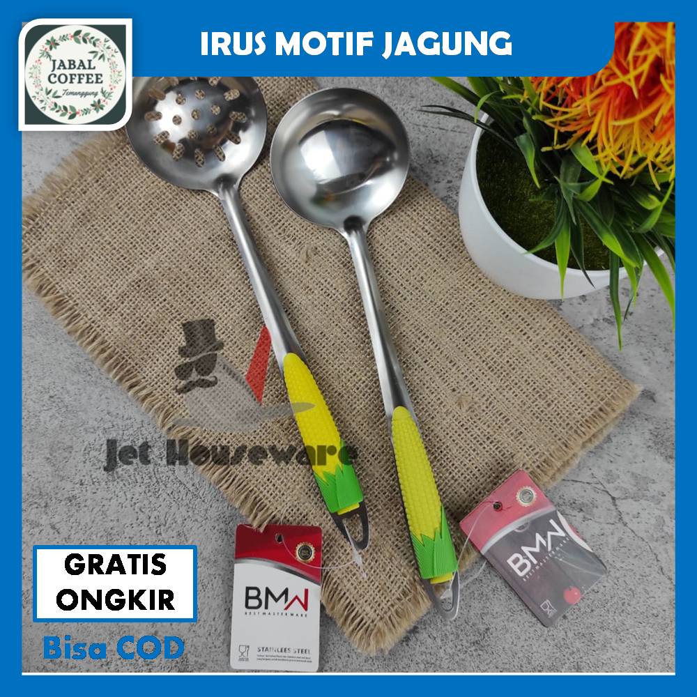 Centong Stainless Steel / Irus Sayur Motif Jagung / Centong Jagung / Centong Sayur Gagang PlastikJ57