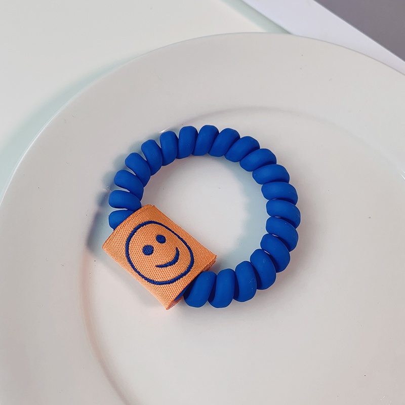 Ikat Rambut Model Kabel Telepon Motif Smiley Face Gaya Korea Untuk Wanita