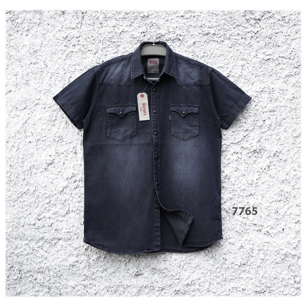 Kemeja Levis Pria - Kemeja Lengan Pendek Pria - Dark Grey