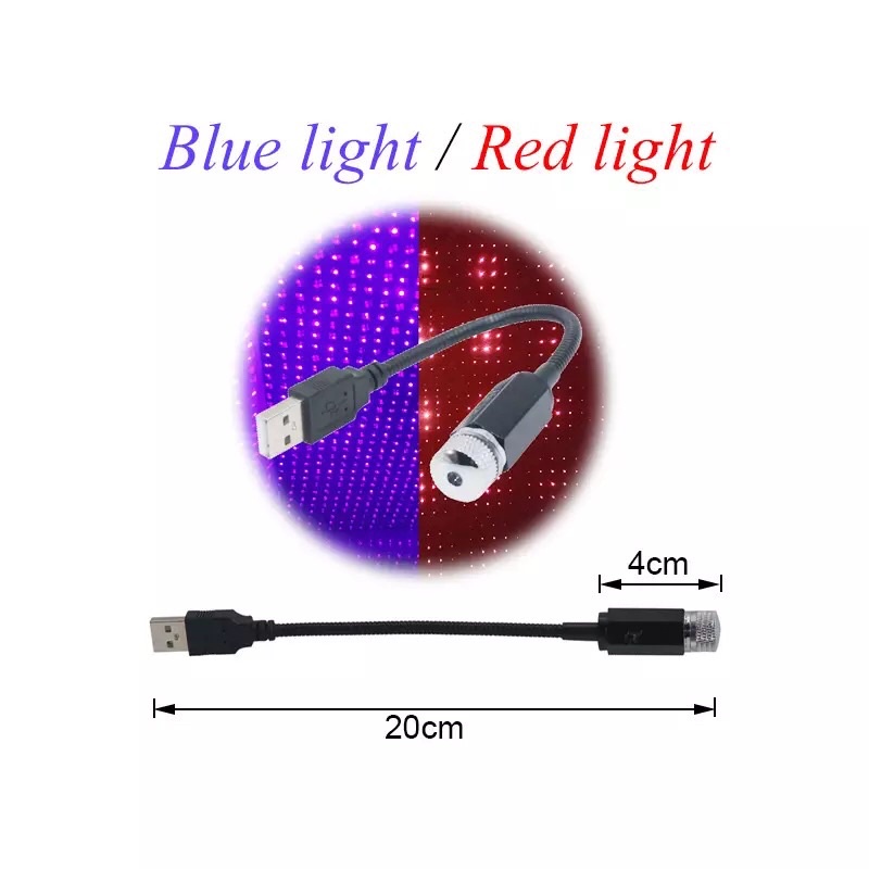 Lampu Bintang Merah USB Dekorasi Interior Langit Plafon Atap Mobil Aksesori Otomotif