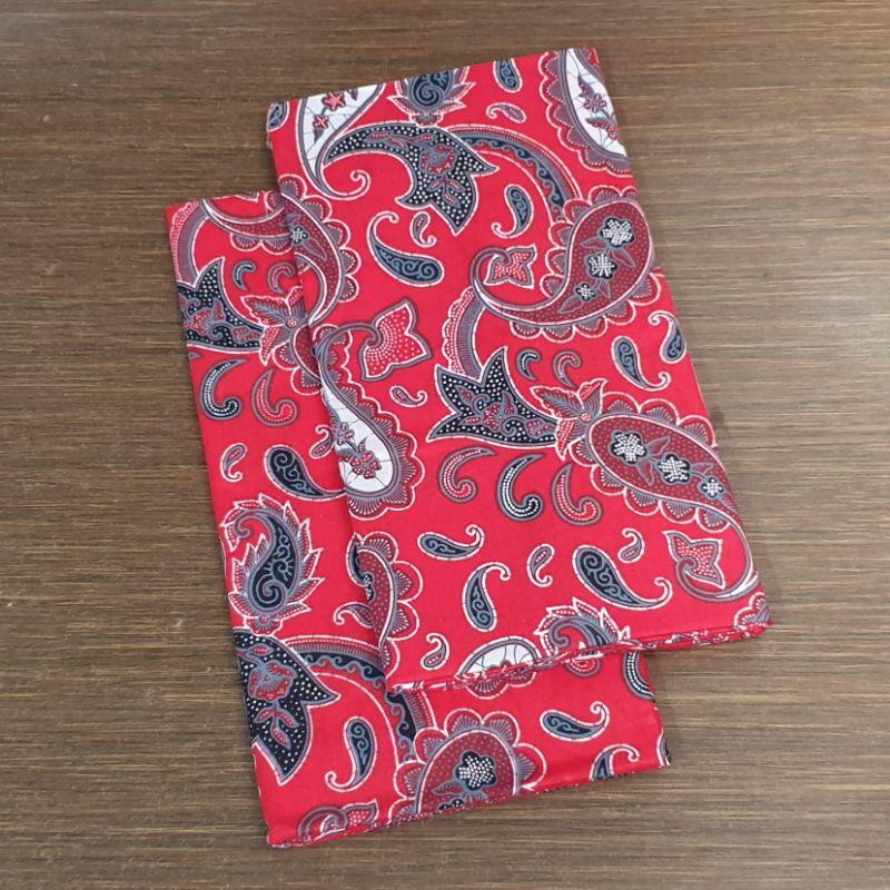 Kain Bahan Batik Merah Delima / Bahan Batik Katun Halus