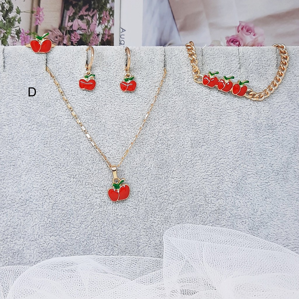 Xuping Anak Set Kalung Anting Cincin Strawberry - BS006