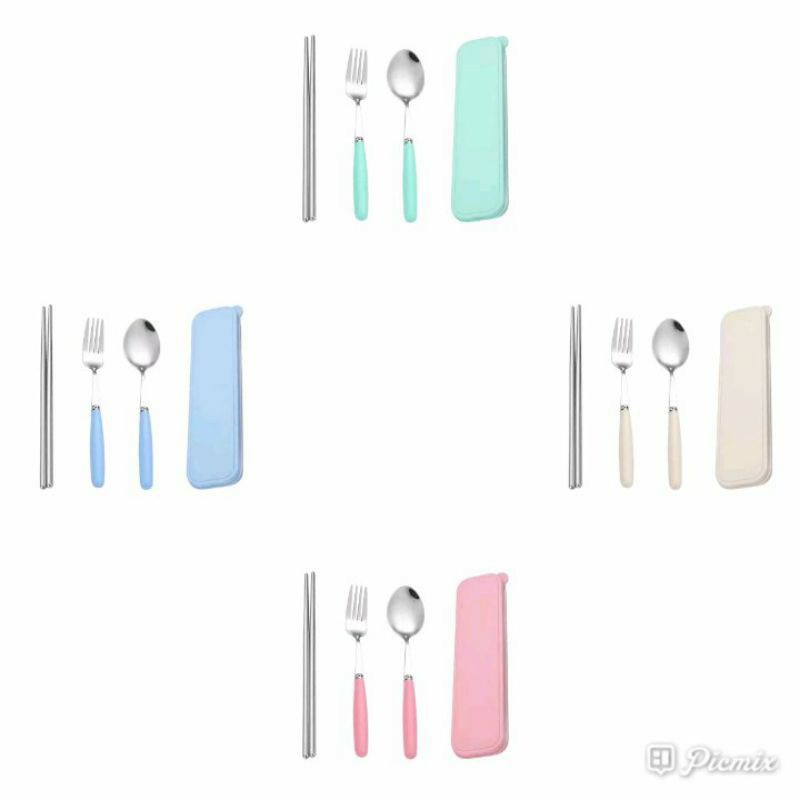 Set Sendok Alat Makan 3 in 1 / Sendok Makan Stainless 1 Set isi 3 Pcs