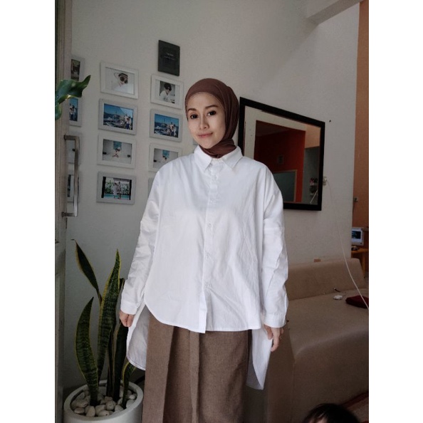 kemeja oversize panjang kemeja polos kemeja putih polos Kiyowo shirt