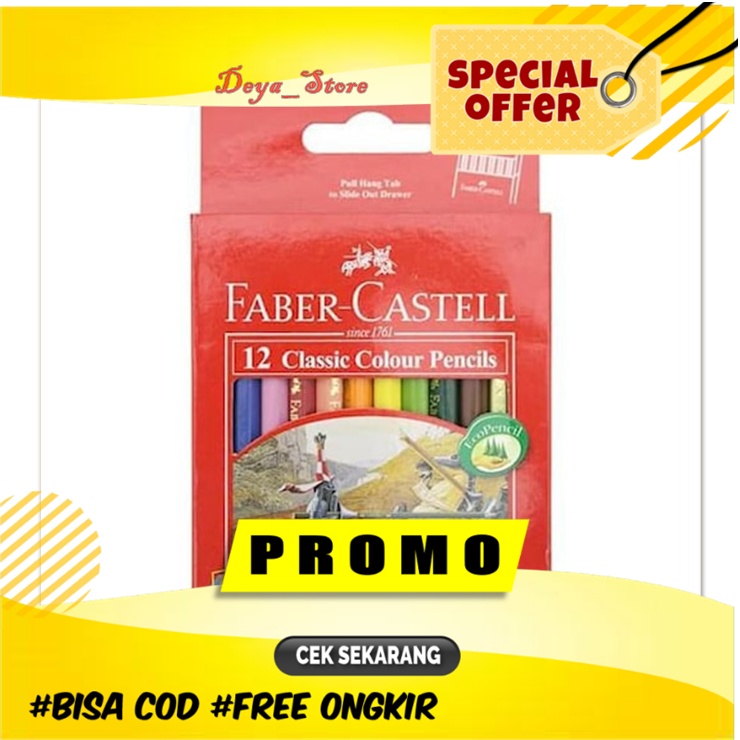 

Pensil Warna Lengkap Faber Castell 12 Warna Panjang Pendek Water Colour Set Murah Buat Anak Laki Perempuan