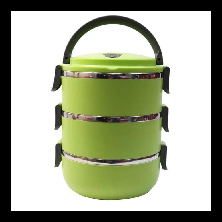 MURAH  STARHOME RANTANG 3 SUSUN KOTAK MAKAN STAINLESS STEEL - LUNCH BOX 2.1 L - ORANGE JH90