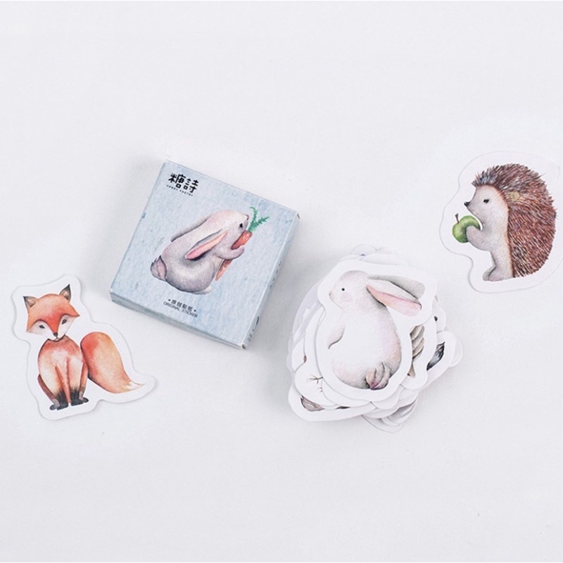 (45 PCS) STICKER AESTHETIC CUTE BOX STIKER LUCU MURAH BINATANG ORANG BUNGA SCRAPBOOK STIKER HP-Animal