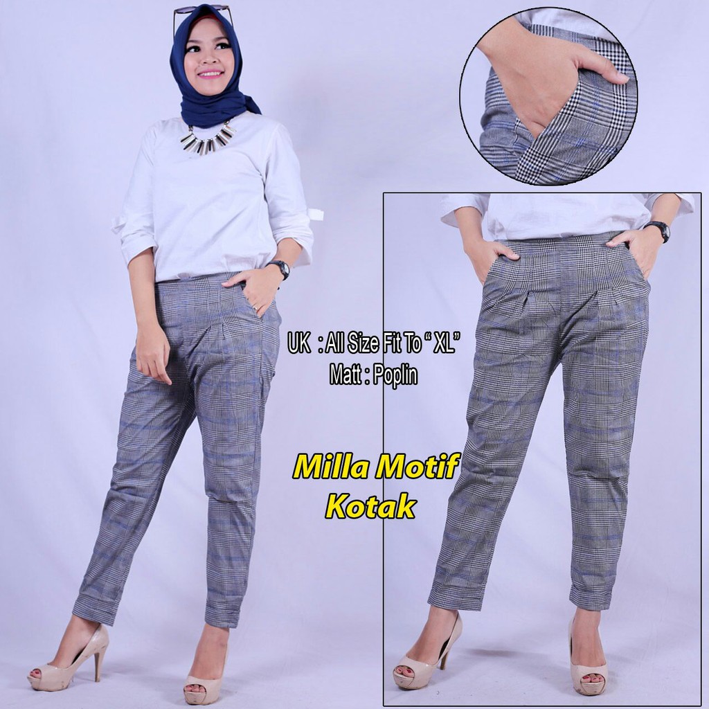  Celana  panjang wanita Basic premium pants mode MILLA STRET 