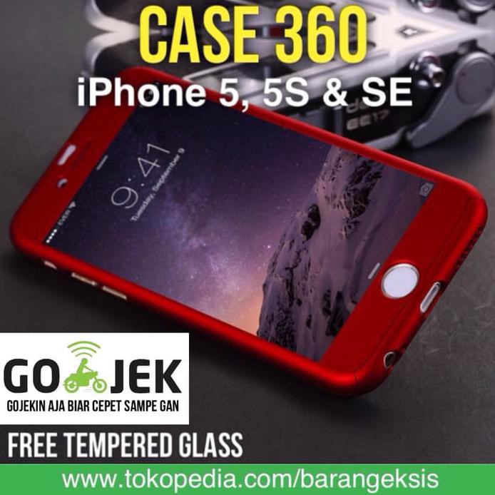 Case 360 Full Protective Iphone 5, 5S, Se Hardcase Free Tempered Glass