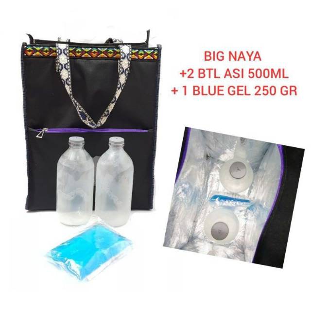 Big Naya Tas Serba Guna / Thermal Bag Berlapis Foil + 2 btl asi 500 ml + 1 blue gel 250 gr sy05 S1