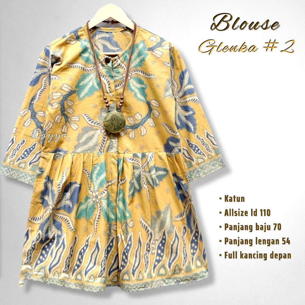 Glenca blouse batik solo atasan kerja blus kantor blus wanita