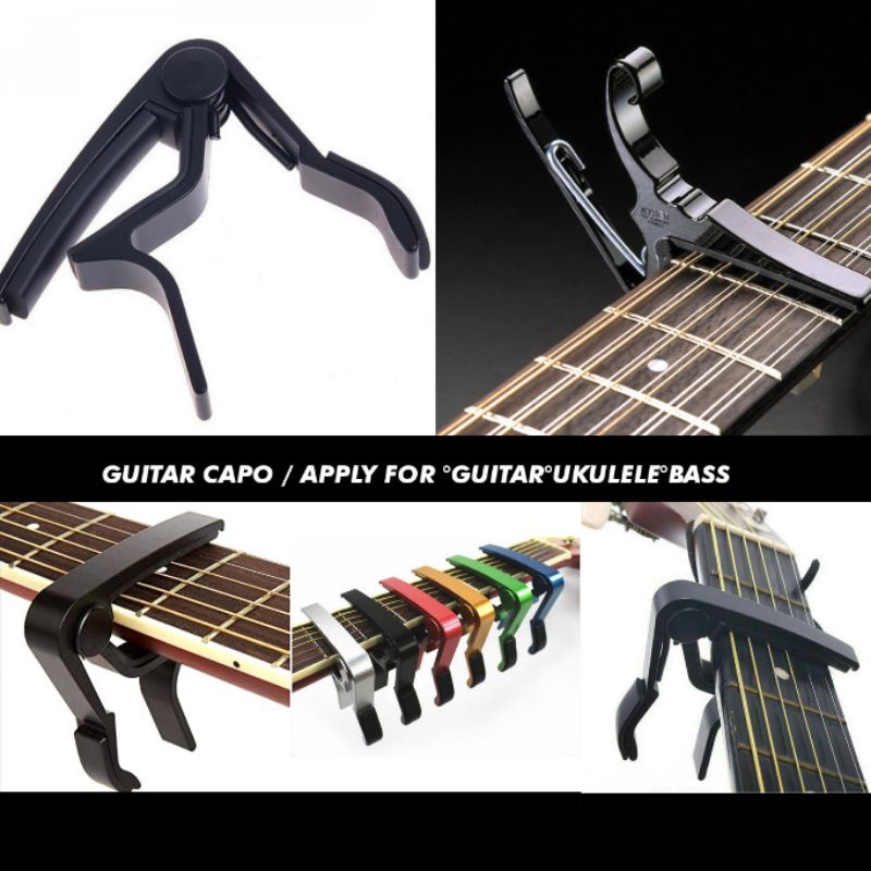 Guitar Capo Kapo Gitar, Bas Akustik, Bass Ukulele, Capo Alumunium Aloy Color Random