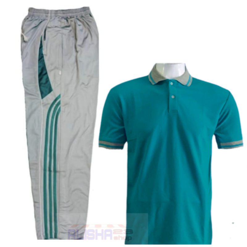 SETELAN OLAHRAGA PRIA SETELAN TRAINING KAOS KERAH LENGAN PENDEK PAKAIAN OLAHRAGA SETELAN BAJU POLO L