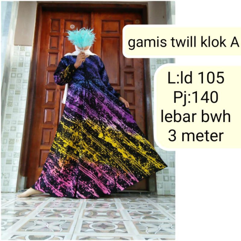 Gamis Twill Pekalongan/ Gamis Twill gradasi /Gamis Twill Abstrak