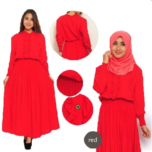 Baju Muslim Wanita Syari Salimah Merah SW - Gamis Muslim Wanita Rayon Merah