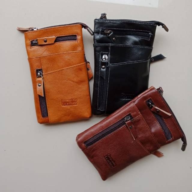 Tas pinggang pria multifungsi kulit asli