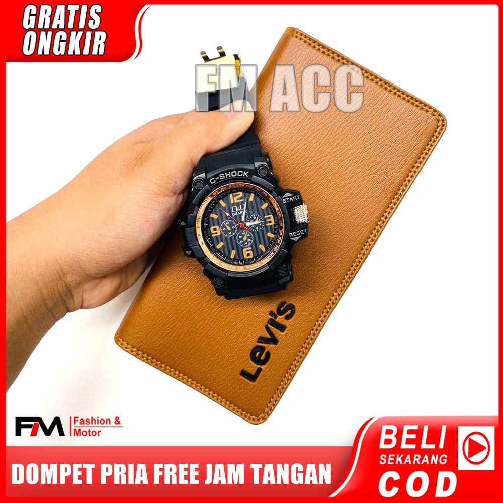 REAL PICT !!! Dompet Pria Model Panjang Gratis Jam Tangan Pria Keren Terbaru 2020 Harga Grosir