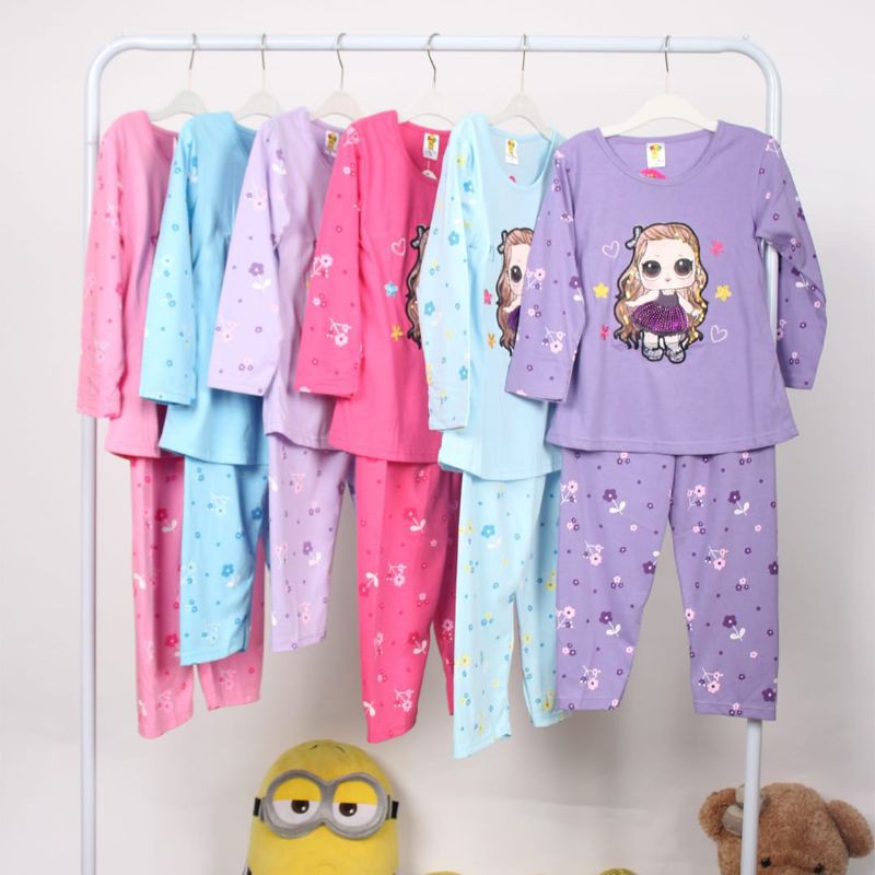 SETELAN BAJU ANAK PEREMPUAN  LENGAN PANJANG 2-7 TAHUN MOTIF CUTE CELANA PANJANG