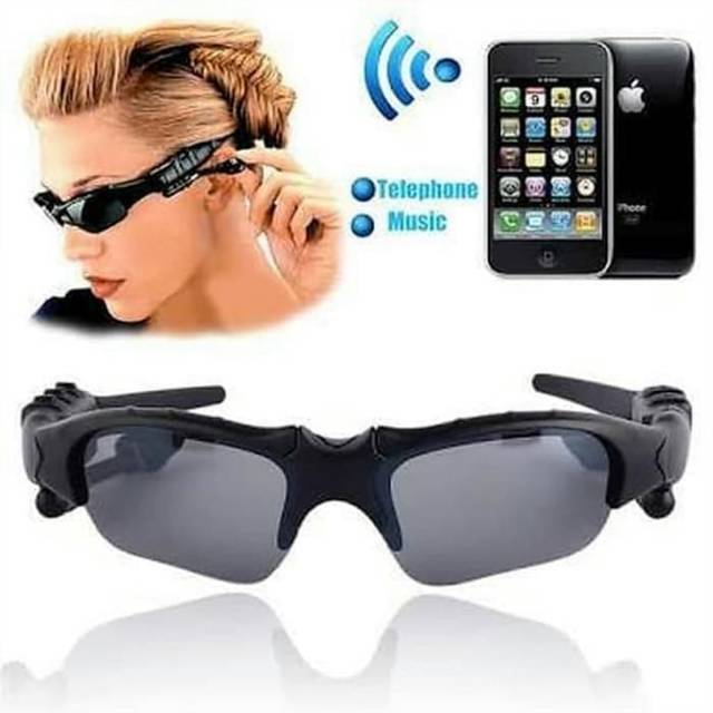 KACAMATA BLUETOOTH HITAM  STEREO WIRELESS