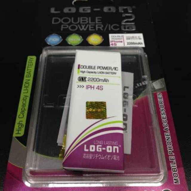 BATERAI IPHONE 4S DOUBLE POWER MERK LOG ON BATRE BATTERY IPHONE 4S