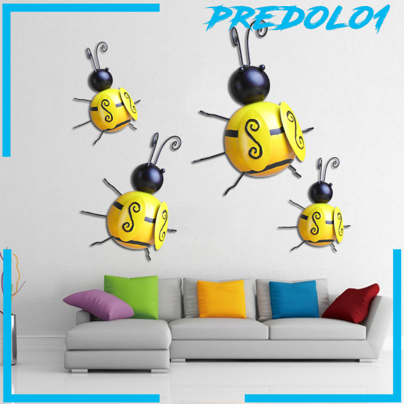 (Predolo1) 4pcs Ornamen Patung Lebah Bumble Bee Bahan Metal Untuk Dekorasi Taman