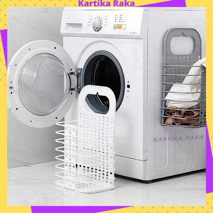 KR Keranjang Pakaian Kotor Laundry Lipat Gantung Kamar Mandi Untuk Baju Celana Daleman Pakaian Kotor Tempel Dinding Foldable Organizer