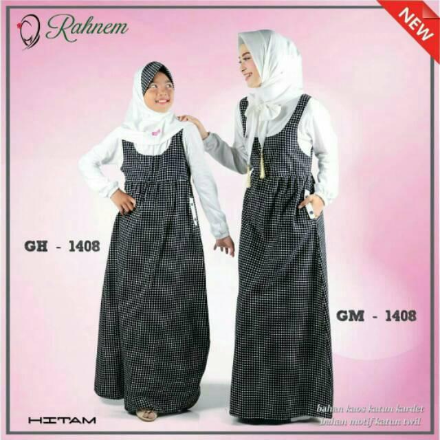 Gamis Rahnem Dewasa GM 1408 / Gamis Katun / Gamis Kaos / Gamis motif kotak / Gamis Couple