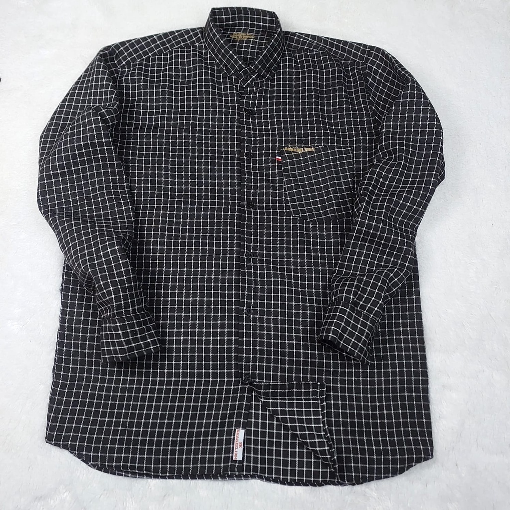 APPAREL PRIA kemeja flanel pria motif kotak kecil putih lengan panjang[kemeja flanel wanita premium oversize