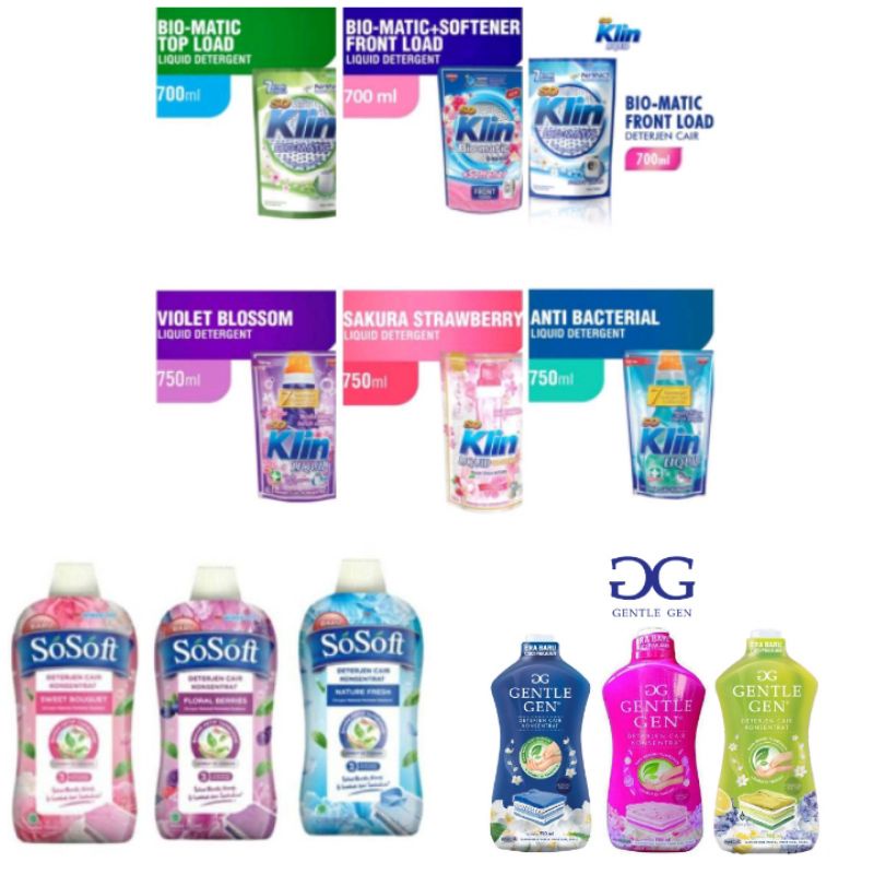 So Klin Liquid Bio Matic plus Softener Top/From Load, Anti Bacterial, Violet & Sakura Stawberry Dete